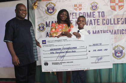 Student receiving awards