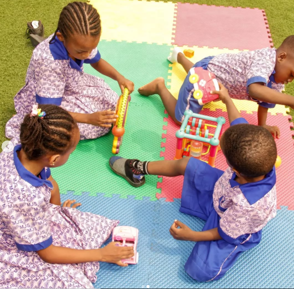 Students in playing